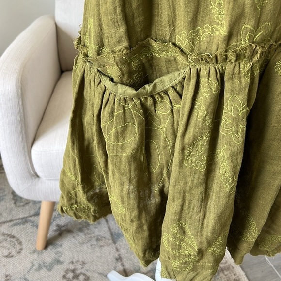 NWOT Free People Picking Petals Embroidered Mini Tunic Dress in Cardamom Seed XS - Picture 10 of 12